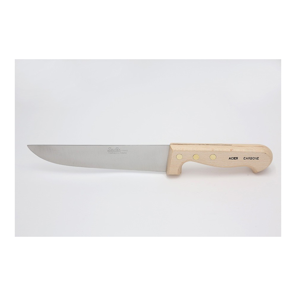 Couteau boucher manche hêtre lame carbone 11 à 35 cm