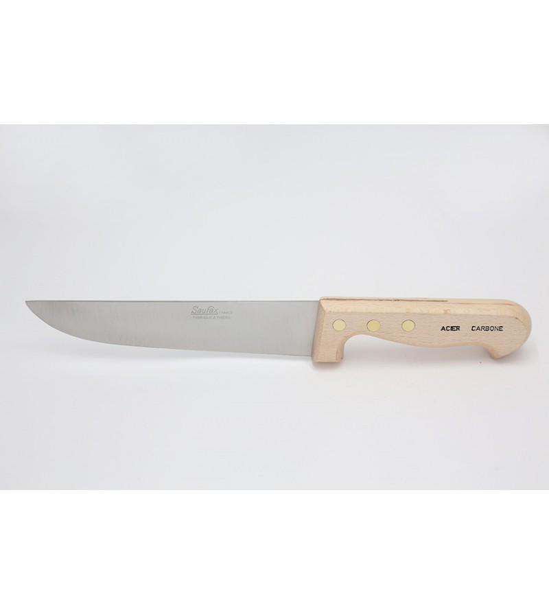 Couteau boucher manche hêtre lame carbone 11 à 30 cm - Saufax