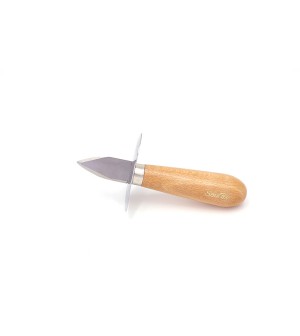 Couteau à huitre à garde manche hêtre à viole lame forte 2 mm