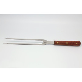 Fourchette chef plein manche palissandre 3 rivets 2 dents 33 cm