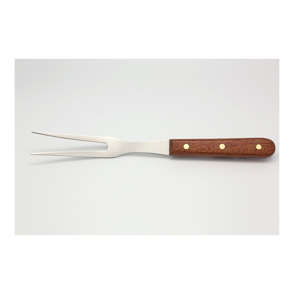 Fourchette cambrée plein manche palissandre 3 rivets 2 dents 26 cm